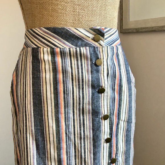 Altar’d State Striped Button A Line Skirt - Picture 10 of 13